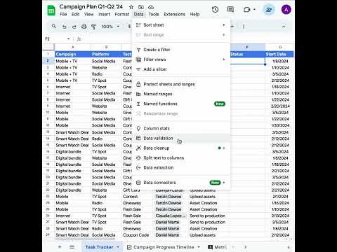 Simply workflows by creating dropdown lists with data validation in Google Sheets ✅  [Video]