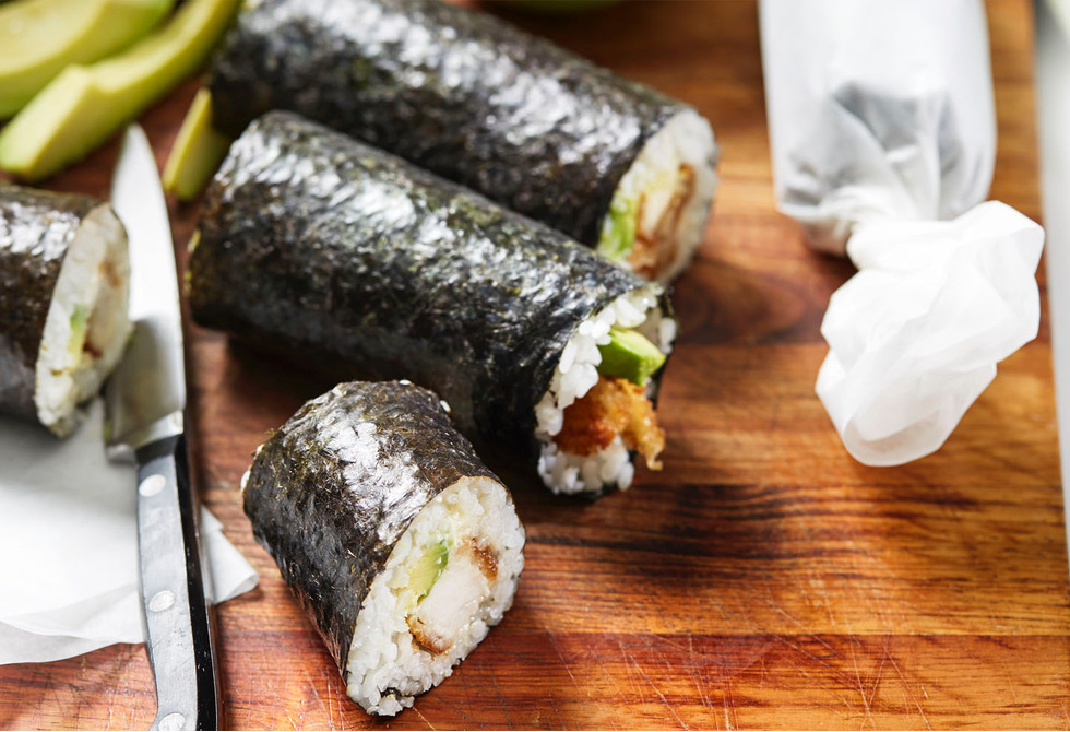 Chicken schnitzel & avocado sushi rolls Recipe [Video]