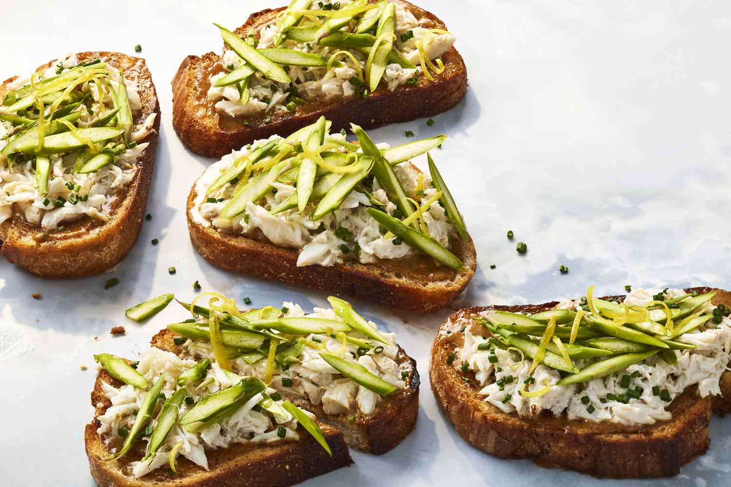 Crab Toasts with Pickled Asparagus [Video]