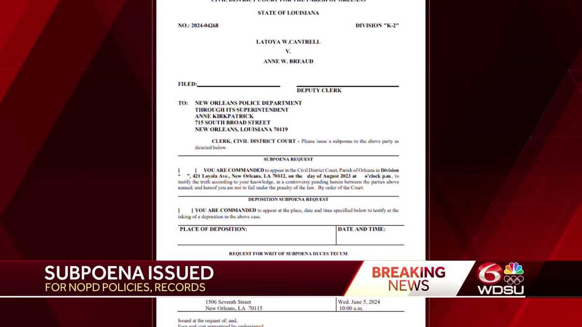 Attorney issued subpoena for all NOPD records, policies and communications [Video]