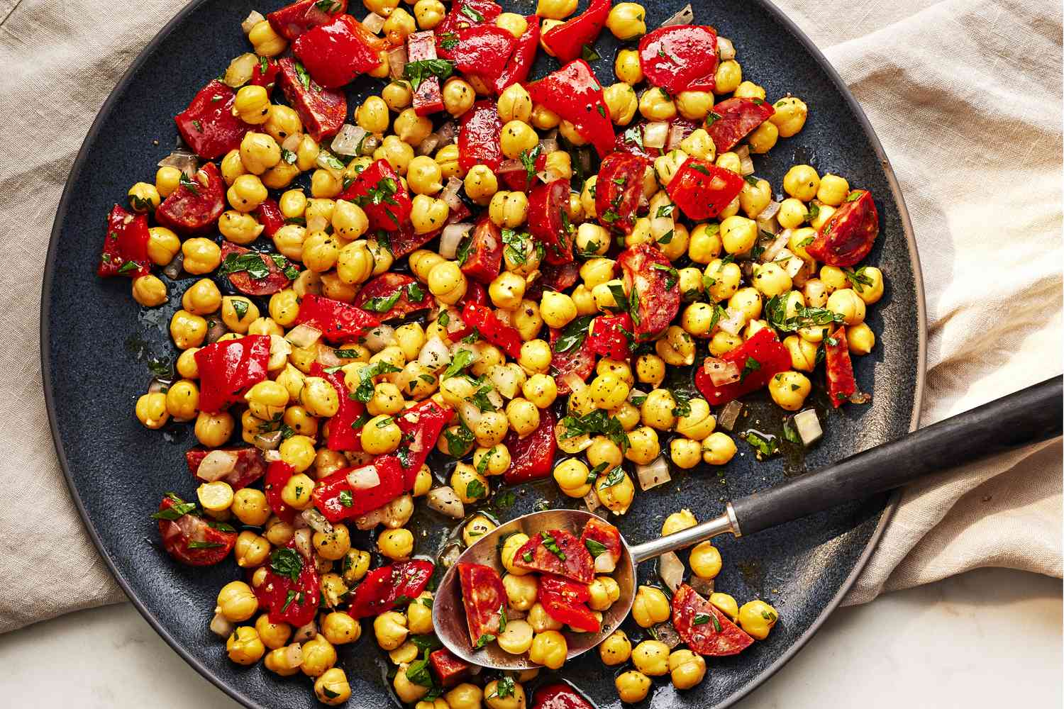 Quick Chickpea Salad with Chorizo and Red Peppers [Video]