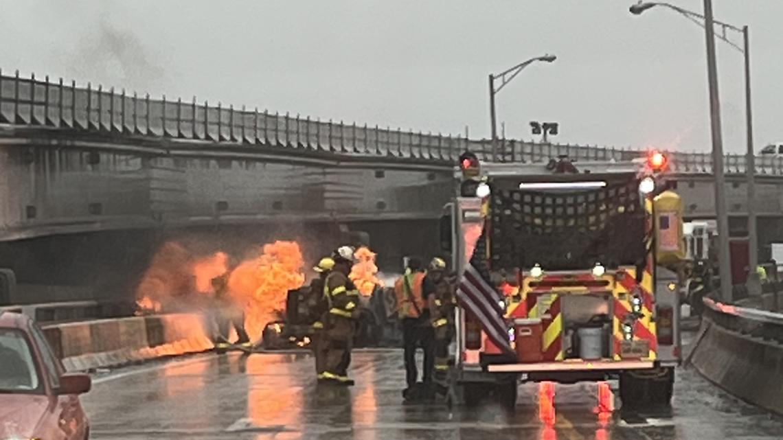 Commuter saves driver after semi-truck catches fire along the HRBT on Tuesday [Video]